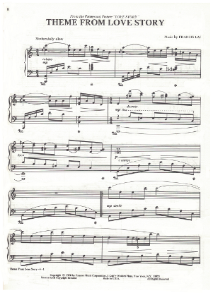 Picture of Theme from Love Story, Francis Lai, piano solo, sheet music