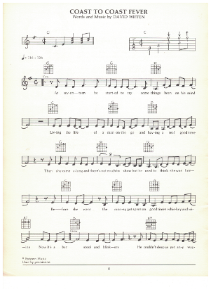 Picture of Coast to Coast Fever, David Wiffen, guitar/vocal, sheet music, pdf copy 