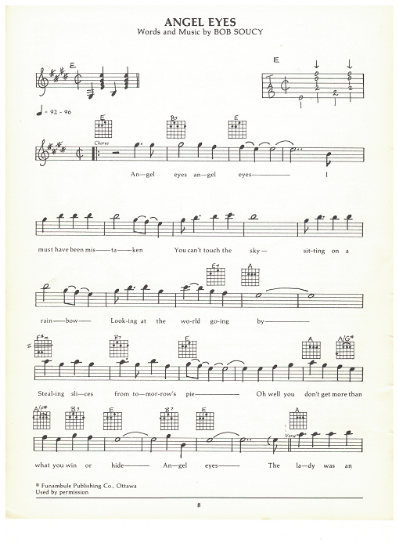 Picture of Angel Eyes, Bob Soucy, guitar/vocal, sheet music