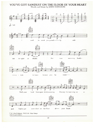 Picture of You've Got Sawdust on the Floor of Your Heart, John Hodgson, guitar/vocal, sheet music