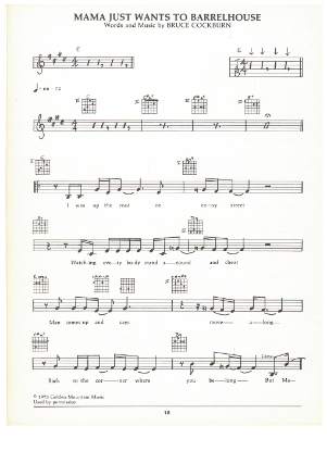 Picture of Mama Just Wants to Barrelhouse, Bruce Cockburn, guitar/vocal, sheet music
