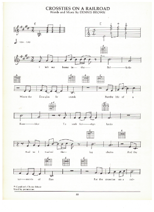 Picture of Crossties on a Railroad, Dennis Brown, guitar/vocal, sheet music
