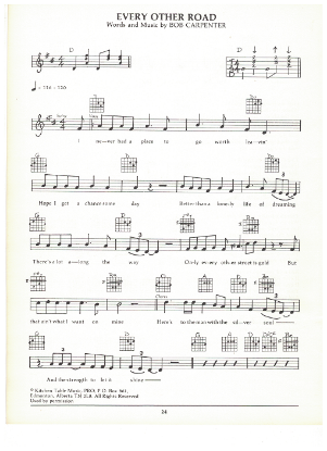 Picture of Every Other Road, Bob Carpenter, guitar/vocal, sheet music