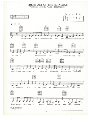 Picture of The Story Of The I'm Alone, Wade Hemsworth, guitar/vocal, sheet music, out of print 