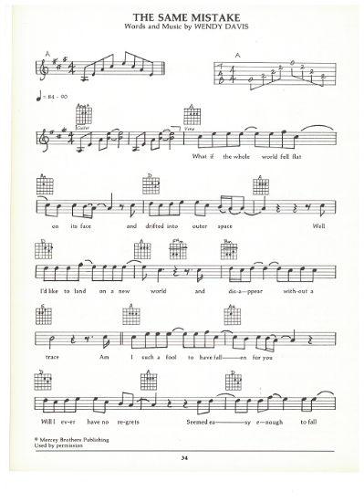 Picture of The Same Mistake, Wendy Davis, guitar/vocal, sheet music