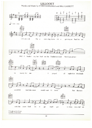 Picture of Lillooet, Chris Rawlings & Bill Garrett, guitar/vocal, sheet music