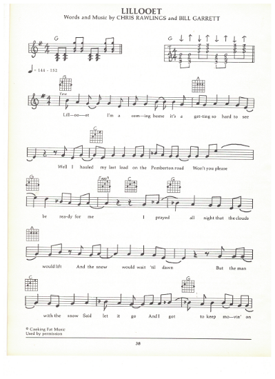 Picture of Lillooet, Chris Rawlings & Bill Garrett, guitar/vocal, sheet music