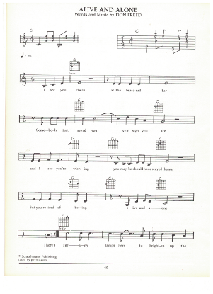 Picture of Alive and Alone, Don Freed, guitar/vocal, sheet music