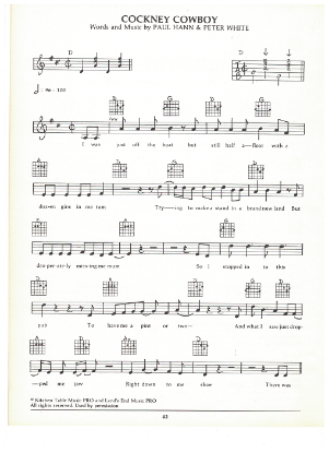 Picture of Cockney Cowboy, Paul Hann & Peter White, guitar/vocal, sheet music