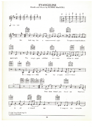 Picture of Evangeline, Robbie MacNeill, guitar/vocal, sheet music