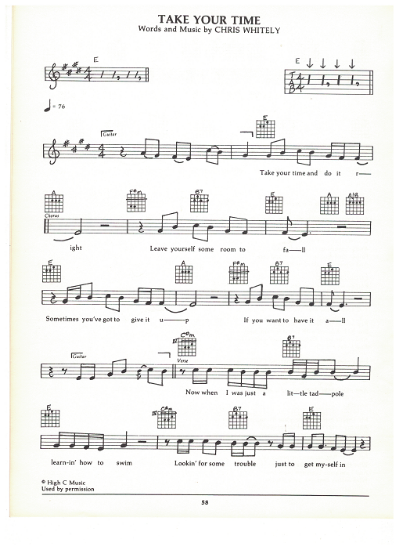 Picture of Take Your Time, Chris Whitely, guitar/vocal, sheet music