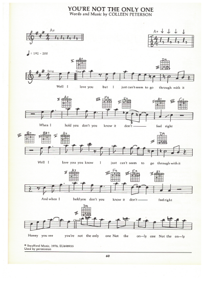 Picture of You're Not the Only One, Colleen Peterson, guitar/vocal, sheet music