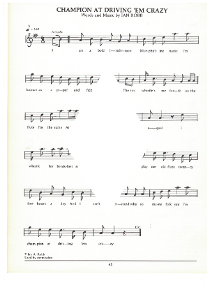 Picture of Champion at Driving 'Em Crazy, Ian Robb, guitar/vocal, sheet music
