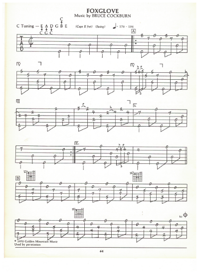 Picture of Foxglove, Bruce Cockburn, guitar/vocal, sheet music