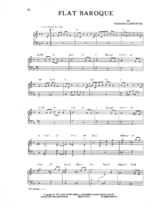 Picture of Flat Baroque, Richard Carpenter, recorded by The Carpenters, piano solo sheet music