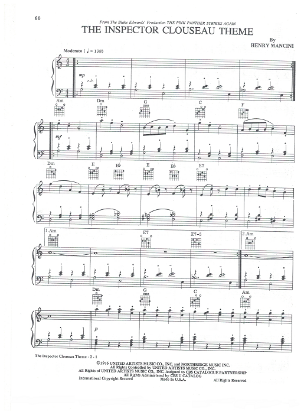 Picture of The Inspector Clouseau Theme, from "The Pink Panther Strikes Again, Henry Mancini, piano solo sheet music