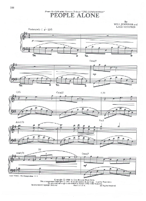 Picture of People Alone from movie "The Competition", Will Jennings & Lalo Schifrin, piano solo, sheet music