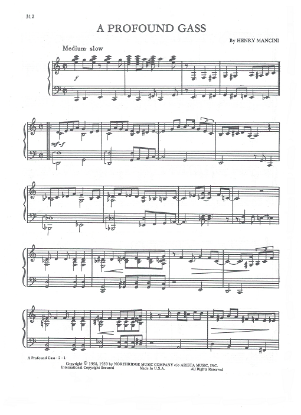 Picture of A Profound Gass, from TV show Peter Gunn, Henry Mancini, piano solo, sheet music