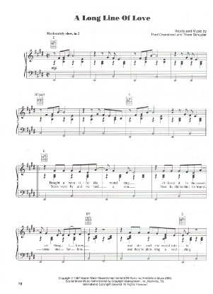 Picture of A Long Line of Love, Paul Overstreet & Thom Schuyler, recorded by Michael Martin Murphy, sheet music