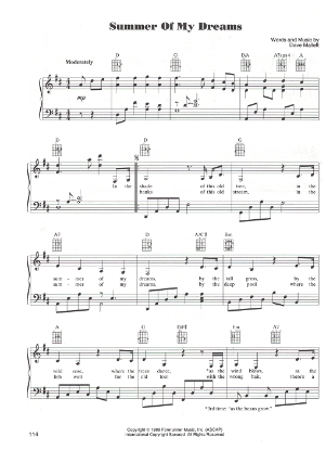 Picture of Summer of My Dreams, Dave Mallett, recorded by Kathy Mattea, sheet music