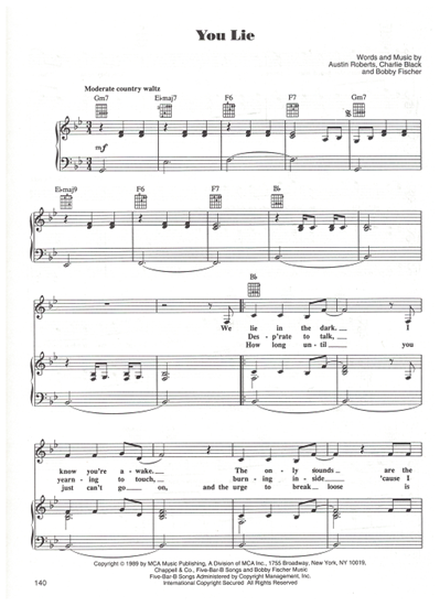 Picture of You Lie, Austin Roberts/ Charlie Black/ Bobby Fischer, recorded by Reba McEntire