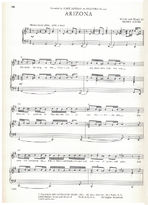 Picture of Arizona, Kenny Young, recorded by Paul Revere and the Raiders (Mark Lindsay), sheet music