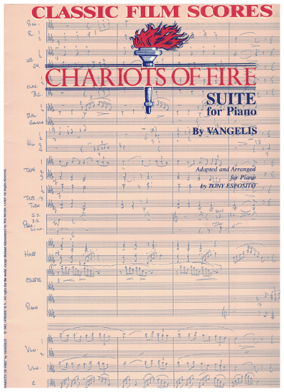 Picture of Chariots of Fire Suite for Piano, Vangelis, arr. Tony Esposito, piano solo, sheet music folio