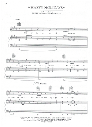 Picture of Happy Holidays, Ronnie Rogers & Swain Schaefer, recorded by Alabama, sheet music