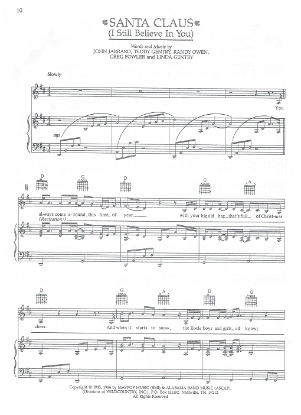 Picture of Santa Claus (I Believe in You), John Jarrard et al, recorded by Alabama, sheet music