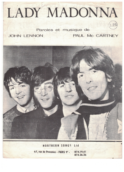 Picture of Lady Madonna, French Edition, John Lennon & Paul McCartney, recorded by The Beatles, sheet music