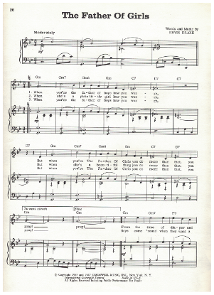 Picture of The Father of Girls, Ervin Drake, recorded by Anthony Newley, sheet music