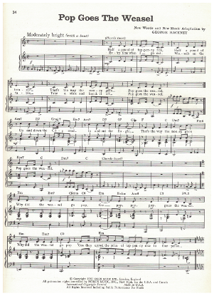Picture of Pop Goes the Weasel, arr. George Hackney, recorded by Anthony Newley, sheet music