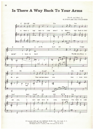Picture of Is There a Way Back to Your Arms, Al Kasha & Joel Hirschhorn, recorded by Anthony Newley, sheet music