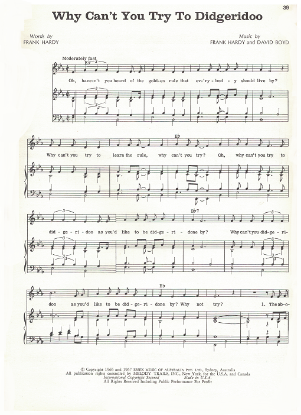 Picture of Why Can't You Try to Didgeridoo, Frank Hardy & David Boyd, recorded by Anthony Newley, sheet music