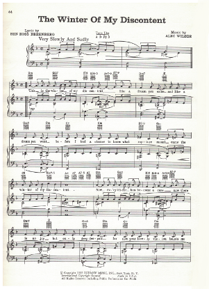 Picture of The Winter of My Discontent, Ben Ross Berenberg & Alec Wilder, recorded by Anthony Newley, sheet music