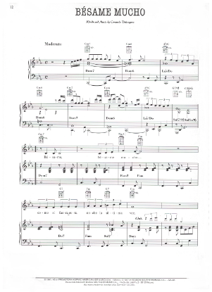 Picture of Besame Mucho, Consuelo Velasquez, as sung by Andrea Bocelli, sheet music