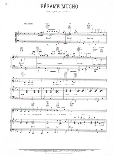 Picture of Besame Mucho, Consuelo Velasquez, as sung by Andrea Bocelli, sheet music