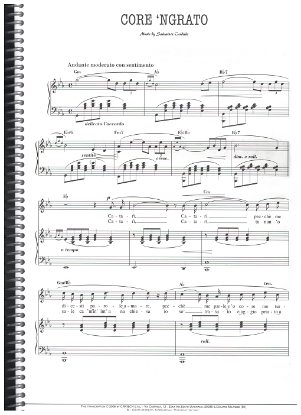Picture of Core 'Ngrato, Salvatore Cardillo, as sung by Andrea Bocelli, pdf copy 