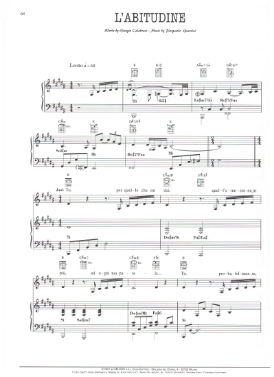 Picture of L'Abitudine, Giorgio Calabrese & Pierpaolo Guerrini, as sung by Andrea Bocelli, sheet music
