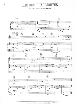 Picture of Les Feuilles Mortes (Autumn Leaves), Jacques Prevert & Joseph Kosma, as sung by Andrea Bocelli, sheet music