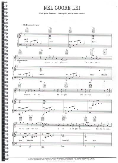Picture of Nel Cuore Lei, Eros Romazzotti/ Dedo Cogliati/ Bruno Zambrini, as sung by Andrea Bocelli, sheet music