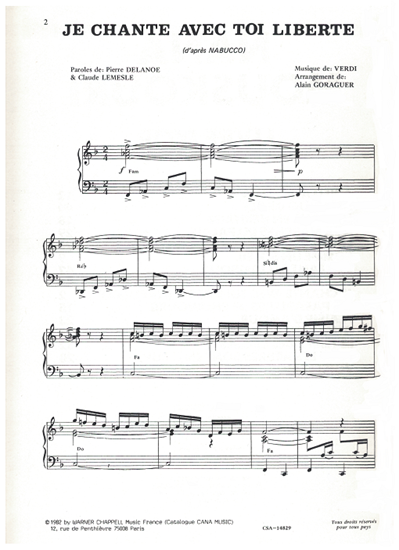 Picture of Le Chante Avec Toi Liberte, from opera "Nabucco", G. Verdi, recorded by Nana Mouskouri