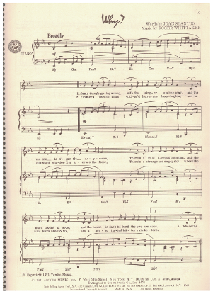 Picture of Why, Roger Whittaker & Joan Stanton, recorded by Roger Whittaker, sheet music