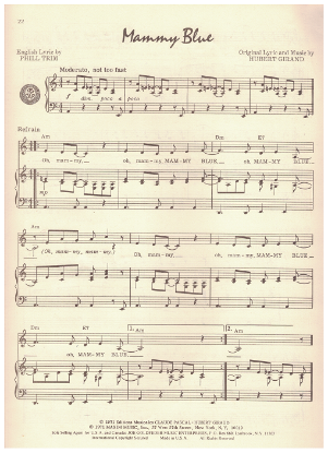 Picture of Mammy Blue, Phil Trim & Hubert Girand, recorded by Roger Whittaker, sheet music