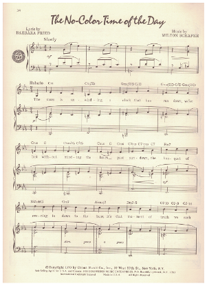 Picture of The No-Color Time of Day, Barbara Fried & Milton Schafer, recorded by Roger Whittaker, sheet music