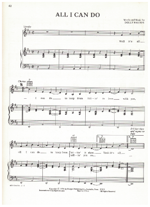 Picture of All I Can Do, written & recorded by Dolly Parton, sheet music