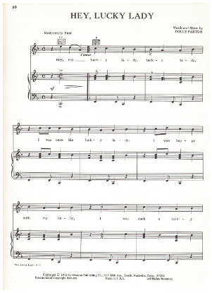 Picture of Hey Lucky Lady, written & recorded by Dolly Parton, sheet music