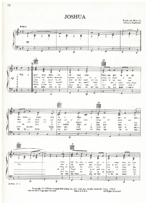 Picture of Joshua, written & recorded by Dolly Parton, sheet music