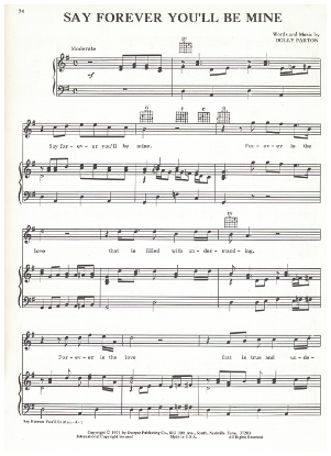 Picture of Say Forever You'll Be Mine, written & recorded by Dolly Parton, sheet music