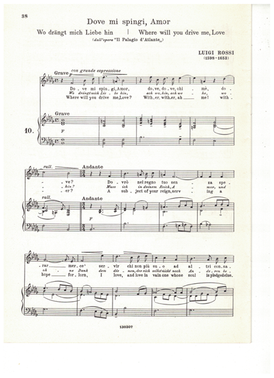 Picture of Dove mi spingi Amor, Luigi Rossi, medium-high voice solo